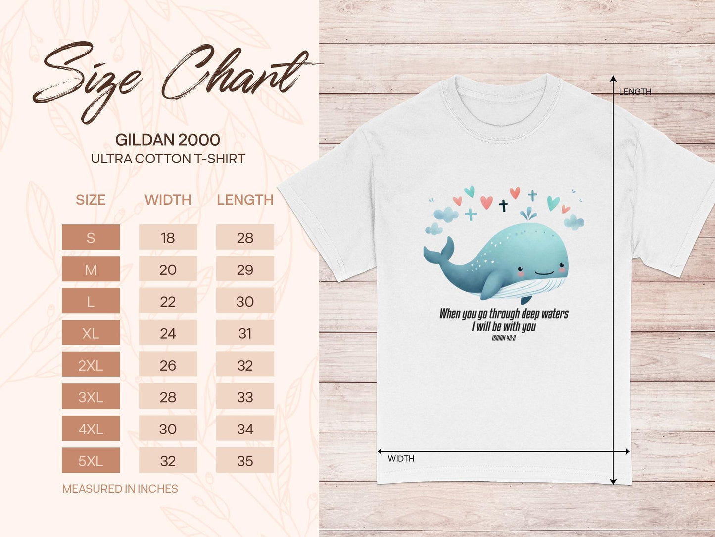 Cute Whale Isaiah Bible Verse T-Shirt, Christian Faith Tee, Religious Shirt, Inspirational Clothing, Spiritual Gift, Deep Waters TShirt