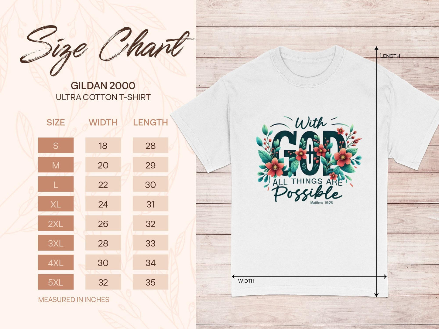 Floral With God All Things Are Possible T-Shirt, Religious Shirt, Inspirational Shirt, Christian Gift T-Shirt, Faith Based T-Shirt