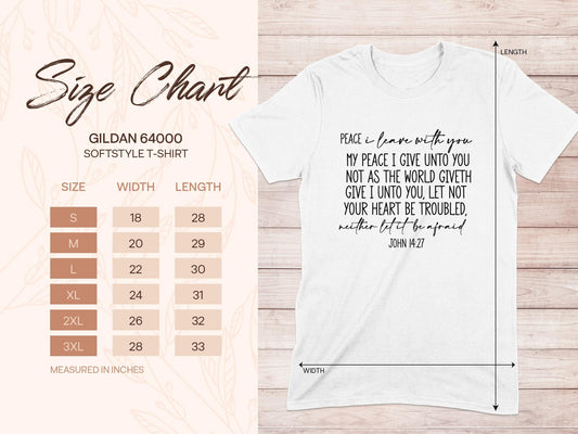 Peace I Leave With You T-Shirt, John 14 27 Shirt, Bible Verse Shirt, Christian Shirt, Religious Apparel, Inspirational Gift