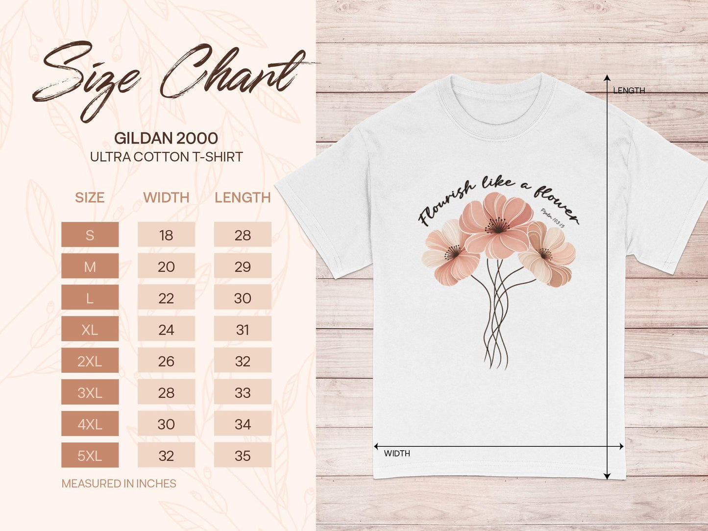 Flourish Like a Flower T-Shirt, Floral Graphic Tee, Motivational Shirt, Psalm 103 15, Religious T-Shirt, Christian Shirt