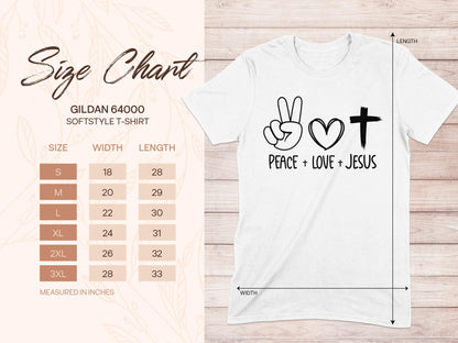 Peace Love Jesus T-Shirt, Religious Graphic Tee, Christian Apparel, Faith Based Shirt, Inspirational Shirt, Gift for Believers, Jesus Shirt