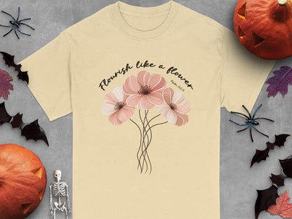 Flourish Like a Flower T-Shirt, Floral Graphic Tee, Motivational Shirt, Psalm 103 15, Religious T-Shirt, Christian Shirt