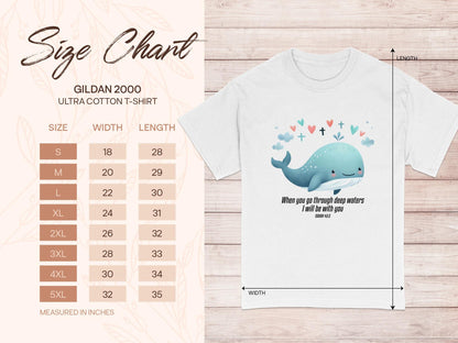 Cute Whale Isaiah Bible Verse T-Shirt, Christian Faith Tee, Religious Shirt, Inspirational Clothing, Spiritual Gift, Deep Waters TShirt