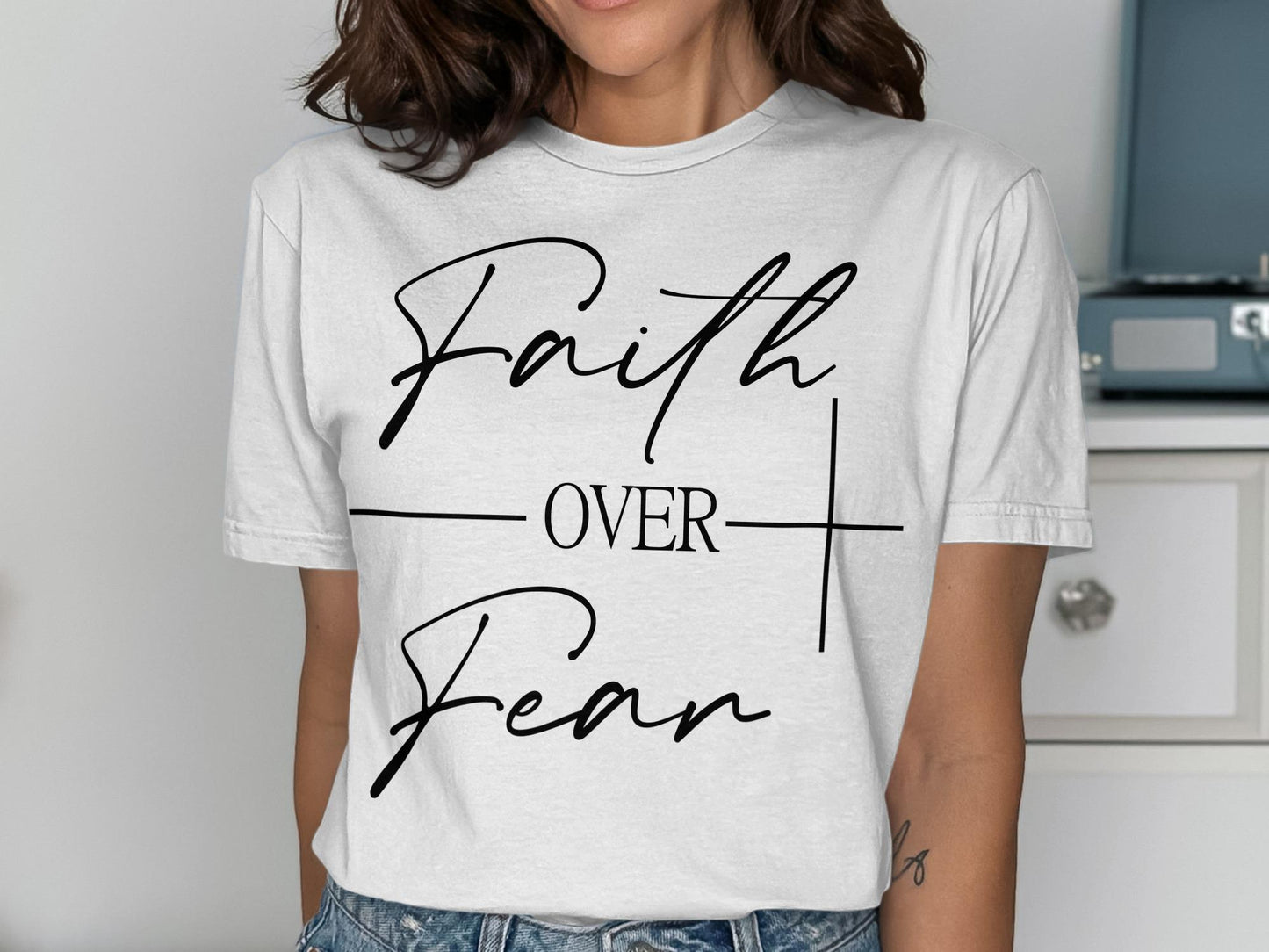 Faith Over Fear T-Shirt, Christian T Shirt, Inspirational Tee, Religious Shirt, Positive Message Shirt, Gift for Her