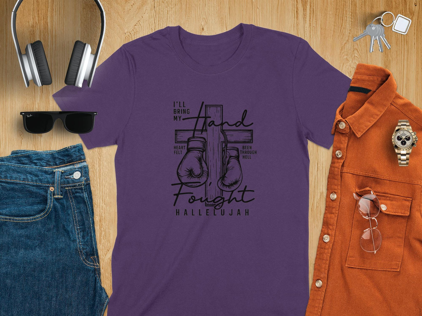 Christian Boxing T Shirt, Faith T Shirt, Religious Gift, Hallelujah T Shirt, Fought The Good Fight Tee, Inspirational Gift, Worship Tee