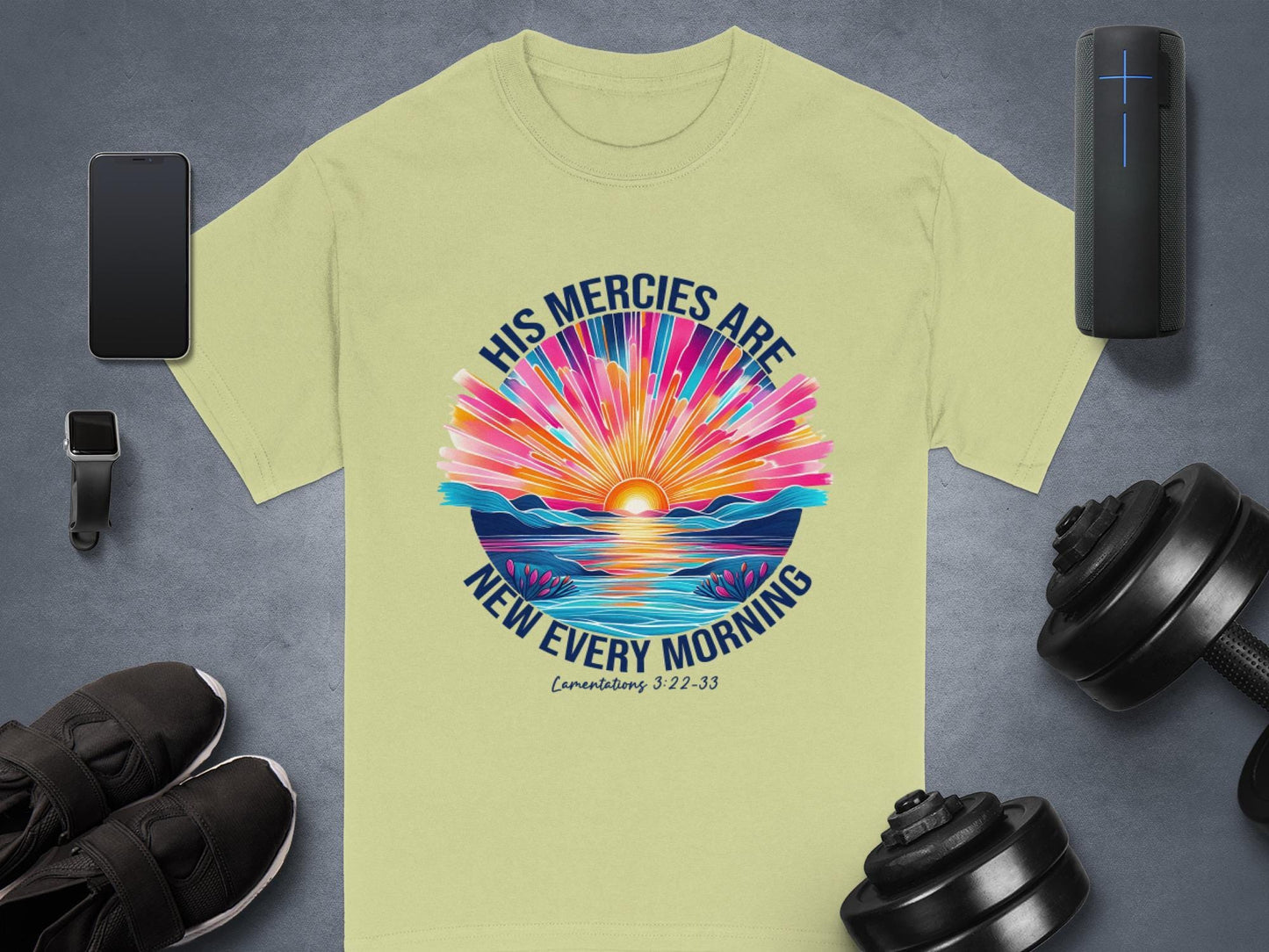 His Mercies Are New Every Morning T-Shirt, Religious Apparel, Christian Gift, Sunrise Shirt, Faith Tee, Inspirational Verse Shirt