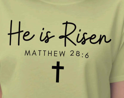 He is Risen T-Shirt, Matthew 28 6, Christian Tee, Easter T-Shirt, Religious Shirt, Faith T-Shirt, Inspirational Shirt