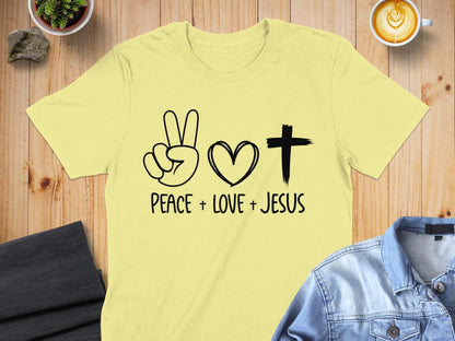 Peace Love Jesus T-Shirt, Religious Graphic Tee, Christian Apparel, Faith Based Shirt, Inspirational Shirt, Gift for Believers, Jesus Shirt