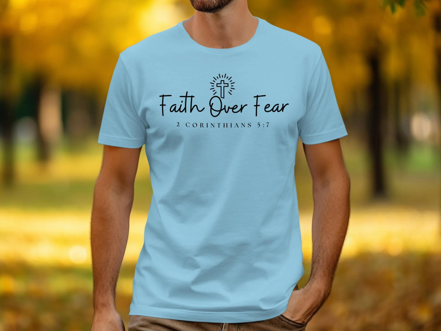 Faith Over Fear T-Shirt, Christian T-Shirt, Religious Tee, Inspirational Gift, 2 Corinthians 5 7, Faith Shirt, Scripture Verse Shirt