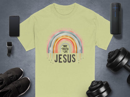 Way Truth Life Jesus T-Shirt, Christian Rainbow Shirt, Religious Tee, Inspirational Clothing, Faith Based Gift Idea, Trendy Graphic T-Shirt