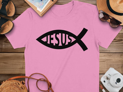 Jesus Fish T-Shirt, Christian Tee, Religious Apparel, Faith Based Gift, Inspirational Shirt, Ichthys Symbol Clothing, God Believer Top