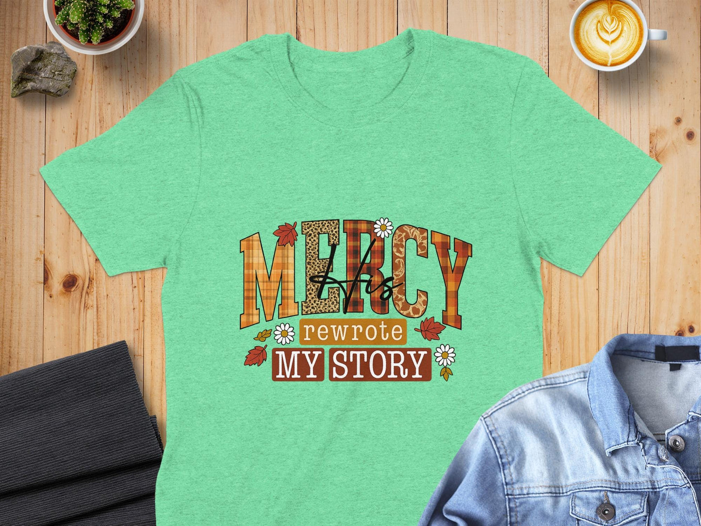Mercy Rewrote My Story T-Shirt, Christian Shirt, Floral Tee, Religious Apparel, Inspirational Shirt, Trendy Top, Faith Shirt, Gift Idea