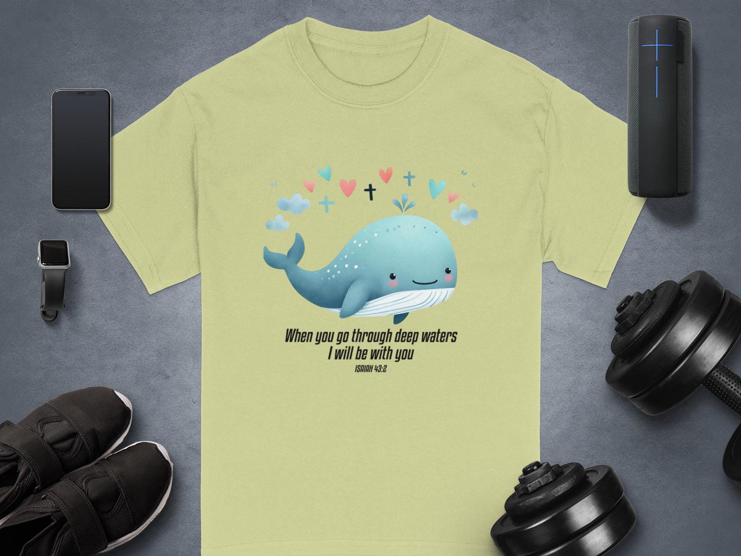 Cute Whale Isaiah Bible Verse T-Shirt, Christian Faith Tee, Religious Shirt, Inspirational Clothing, Spiritual Gift, Deep Waters TShirt