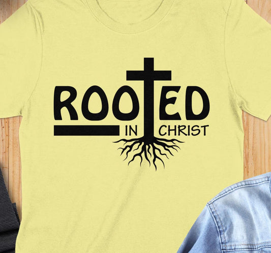 Rooted in Christ T-Shirt, Christian Tee, Religious Shirt, Faith Based Apparel, Inspirational Gift, Jesus Shirt, Graphic Tee