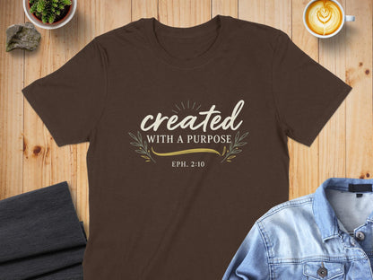 Created With A Purpose T-Shirt, Christian T-Shirt, Inspirational T-Shirt, Scripture Verse T-Shirt, Religious Gift, Ephesians 2 10 Shirt