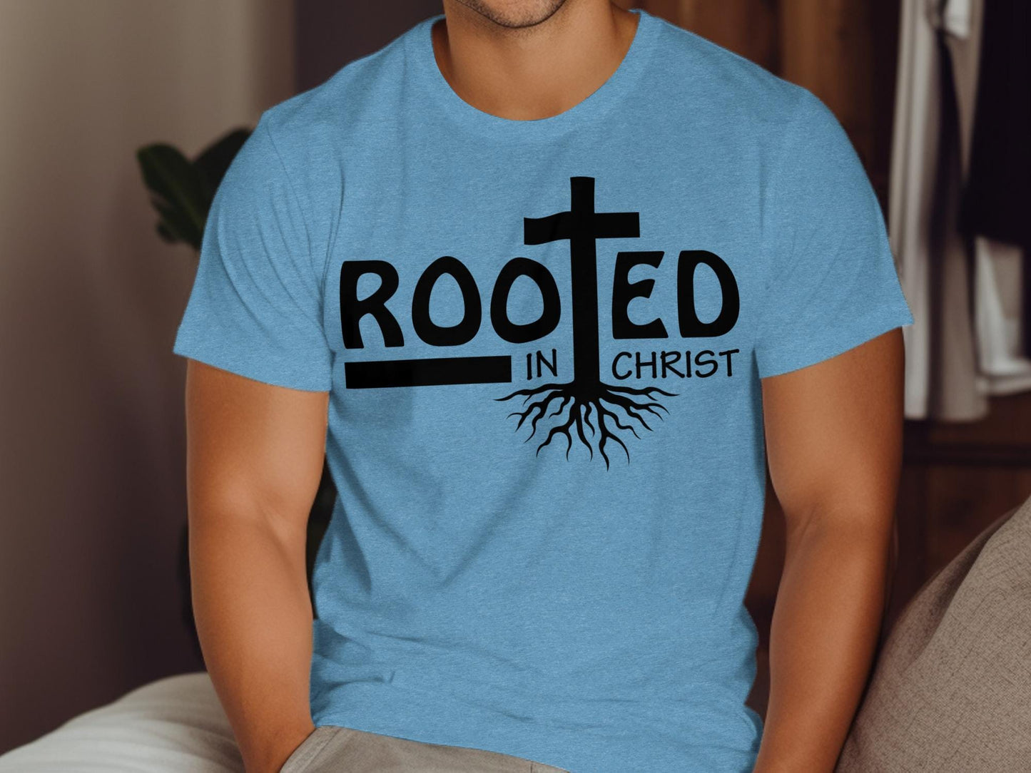 Rooted in Christ T-Shirt, Christian Tee, Religious Shirt, Faith Based Apparel, Inspirational Gift, Jesus Shirt, Graphic Tee