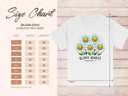 Rejoice Always T-Shirt, Daisy Smile Tee, Christian Verse Shirt, Inspirational Graphic T-Shirt, Floral Happiness Gift