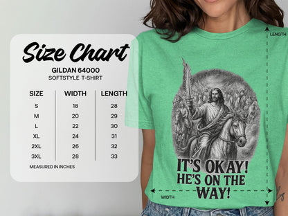 It's Okay He's on the Way T-Shirt, Christian Shirt, Religious Tee, Jesus, Angels, Horse Rider, Faith Based Clothing, Graphic Tee
