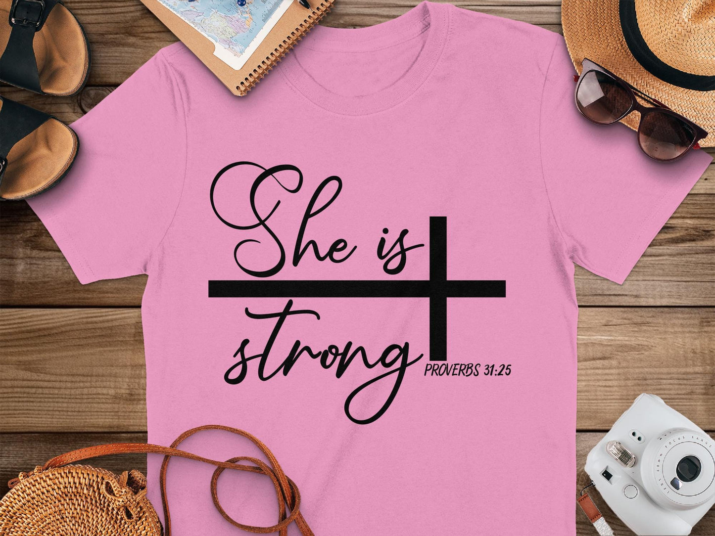 She is Strong T-Shirt, Proverbs 31 25 Shirt, Religious Gift, Christian Tee, Bible Verse Shirt, Faith Shirt, Inspirational Shirt