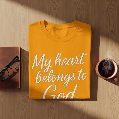Heart Belongs to God T-Shirt, Christian Apparel, Religious Gift, Inspirational Quote, Faith Based T-Shirt, Spiritual Clothing