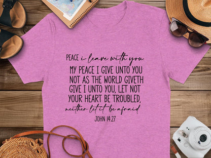 Peace I Leave With You T-Shirt, John 14 27 Shirt, Bible Verse Shirt, Christian Shirt, Religious Apparel, Inspirational Gift
