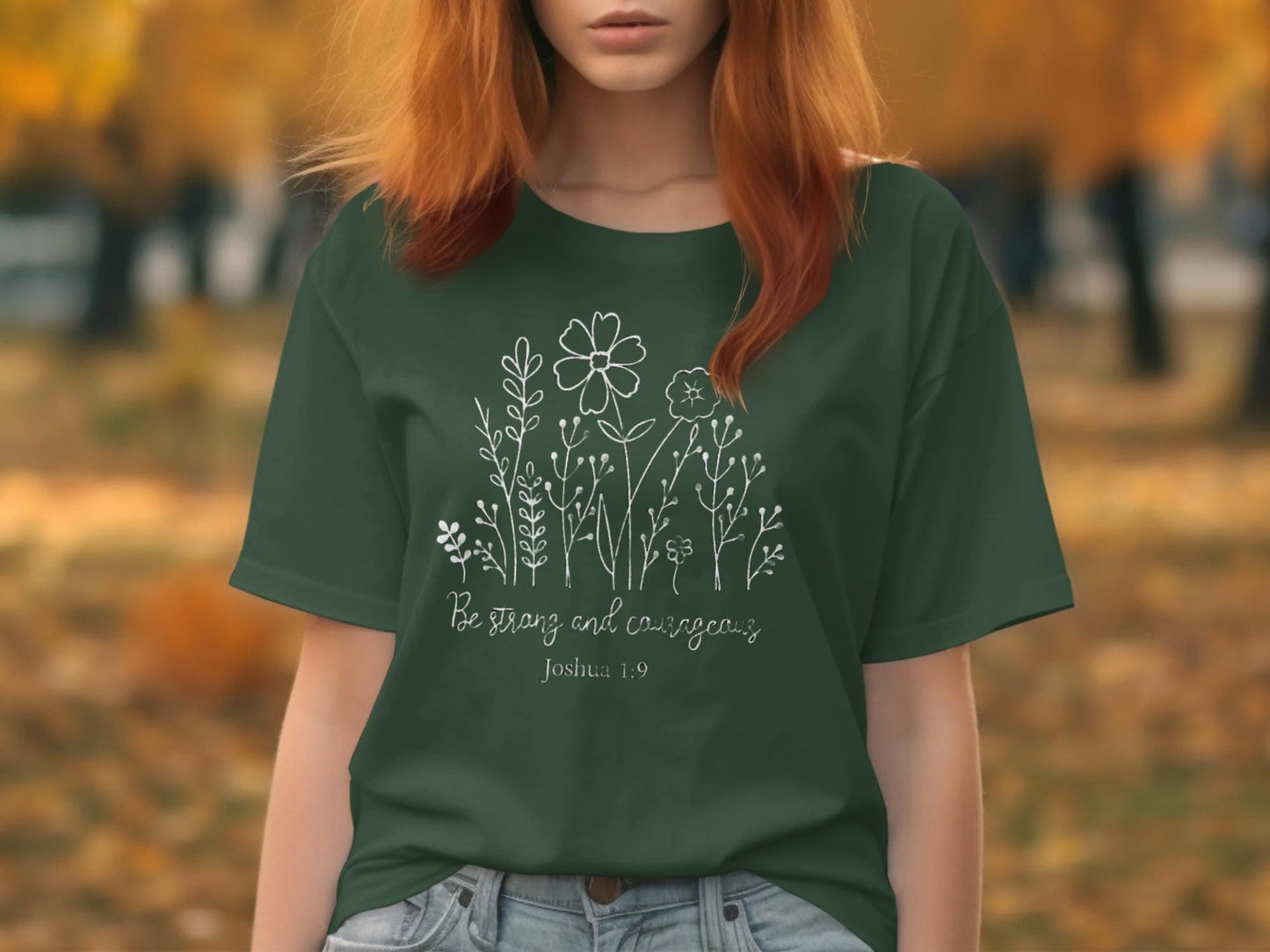 Be Strong and Courageous T-Shirt, Floral Shirt, Christian T Shirt, Joshua 1 9 T-Shirt, Faith T Shirt, Religious Tee, Inspirational Shirt