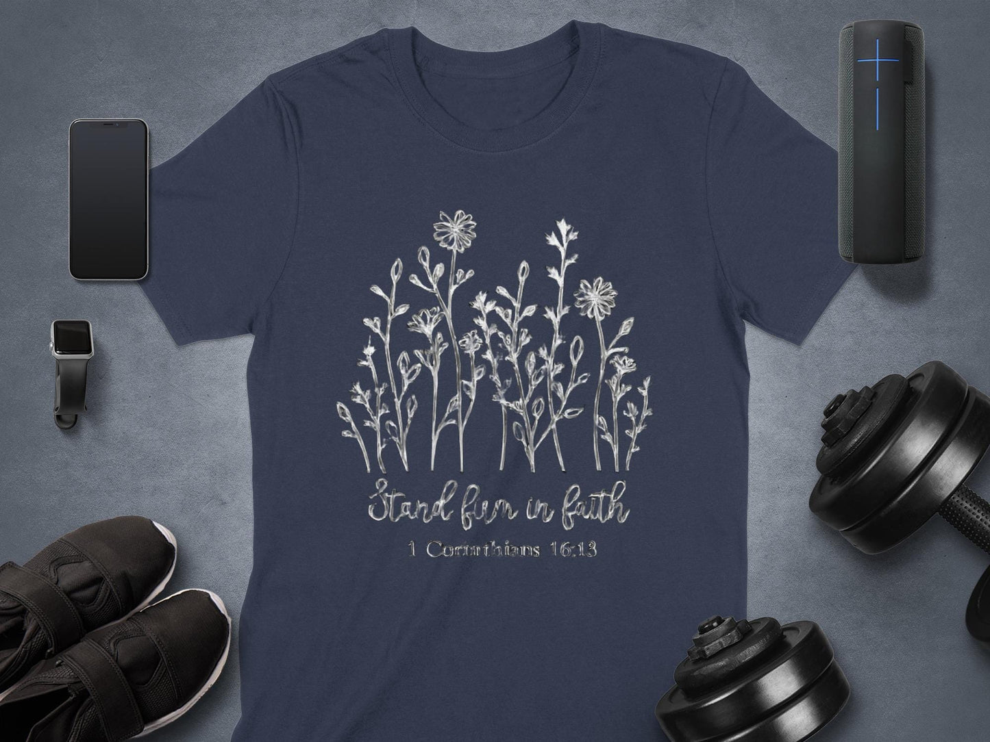 Stand Firm In Faith T-Shirt, Christian Flowers, Religious Tee, Scripture Verse Shirt, Floral Faith Shirt, Bible Verse T-Shirt, Gift