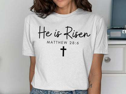 He is Risen T-Shirt, Matthew 28 6, Christian Tee, Easter T-Shirt, Religious Shirt, Faith T-Shirt, Inspirational Shirt