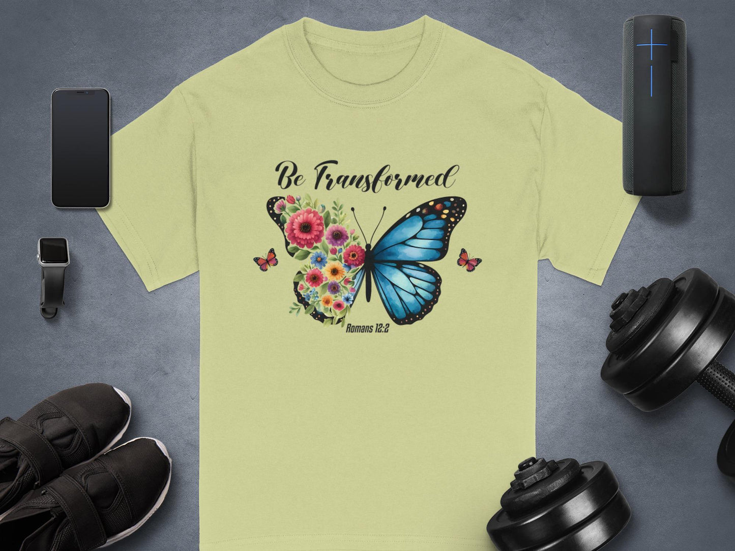 Butterfly Floral T-Shirt, Be Transformed Tee, Romans 12:2 Shirt, Christian TShirt, Motivational Shirt, Religious Gift, Trendy Top
