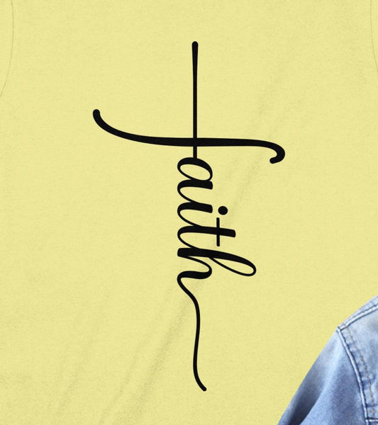 Faith Cross T-Shirt, Christian Apparel, Religious Clothing, Inspirational Gift, Minimalist Design, Unisex Tee