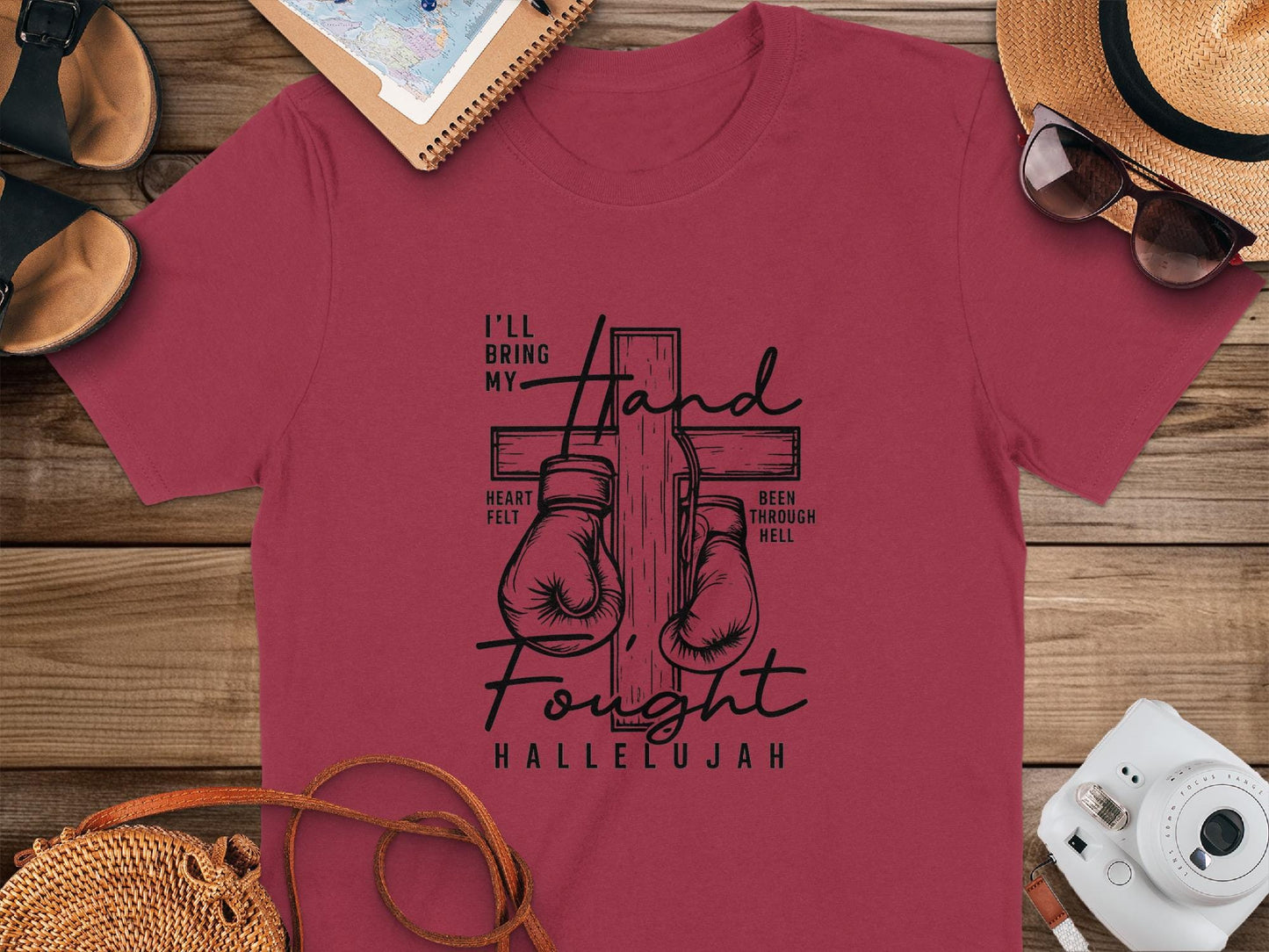Christian Boxing T Shirt, Faith T Shirt, Religious Gift, Hallelujah T Shirt, Fought The Good Fight Tee, Inspirational Gift, Worship Tee