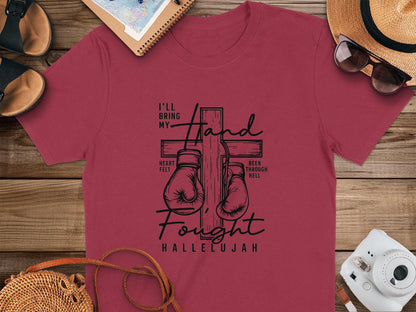 Christian Boxing T Shirt, Faith T Shirt, Religious Gift, Hallelujah T Shirt, Fought The Good Fight Tee, Inspirational Gift, Worship Tee