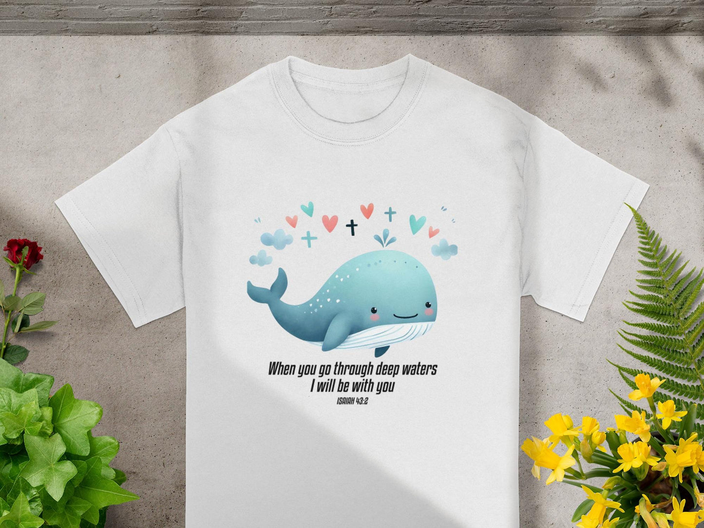 Cute Whale Isaiah Bible Verse T-Shirt, Christian Faith Tee, Religious Shirt, Inspirational Clothing, Spiritual Gift, Deep Waters TShirt