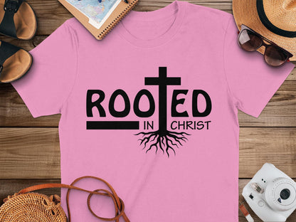 Rooted in Christ T-Shirt, Christian Tee, Religious Shirt, Faith Based Apparel, Inspirational Gift, Jesus Shirt, Graphic Tee
