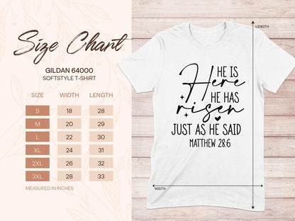 He is Risen T Shirt, Matthew 28 6 Tee, Christian Easter Shirt, Religious TShirt, Scripture Verse Tshirt, Easter Gift, Easter Outfit