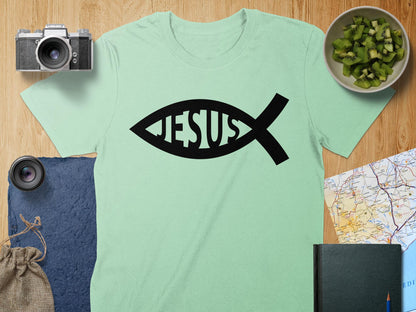 Jesus Fish T-Shirt, Christian Tee, Religious Apparel, Faith Based Gift, Inspirational Shirt, Ichthys Symbol Clothing, God Believer Top
