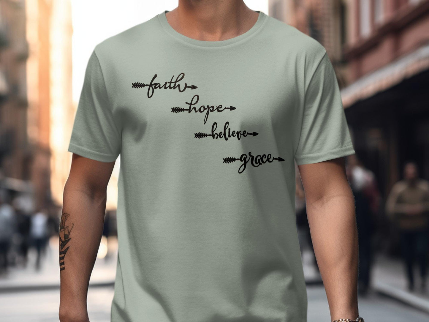 Faith Hope Believe Grace T Shirt, Inspirational Tee, Positive Message T-Shirt, Religious Clothing, Christian Gift, Motivational Shirt