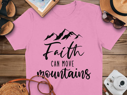Faith Can Move Mountains T-Shirt, Inspirational Shirt, Mountain Design, Encouraging Gift, Religious Shirt, Motivation T-Shirt