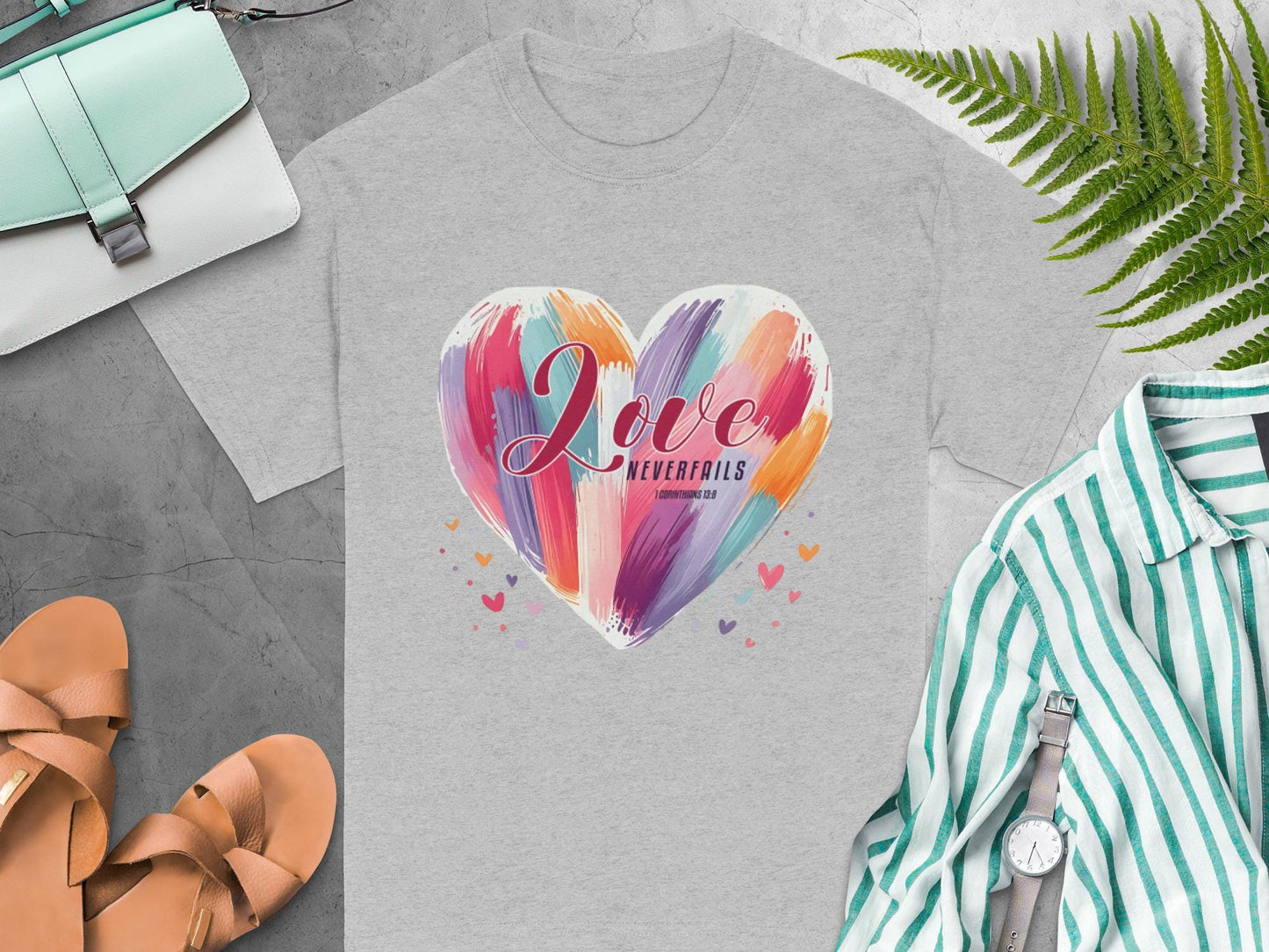 Love Never Fails T-Shirt, Christian Shirt, Inspirational Tee, Faith Based Clothing, Heart T-Shirt, Religious Gift