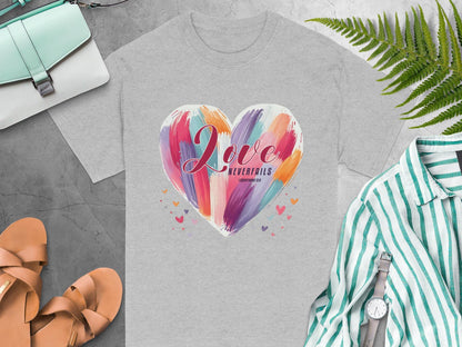 Love Never Fails T-Shirt, Christian Shirt, Inspirational Tee, Faith Based Clothing, Heart T-Shirt, Religious Gift