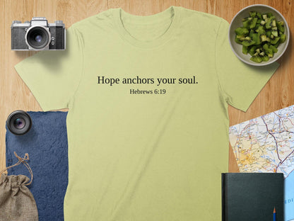 Hope Anchors Soul T-Shirt, Hebrews 6 19 Tee, Religious Gift, Faith Inspired, Christian Apparel, Minimalist Design