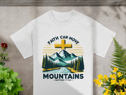 Faith Can Move Mountains Tee, Christian Inspired T-Shirt, Matthew 17 20 T Shirt, Religious Clothing, Inspirational Tee Shirt, Unisex