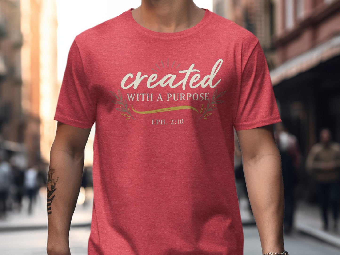 Created With A Purpose T-Shirt, Christian T-Shirt, Inspirational T-Shirt, Scripture Verse T-Shirt, Religious Gift, Ephesians 2 10 Shirt