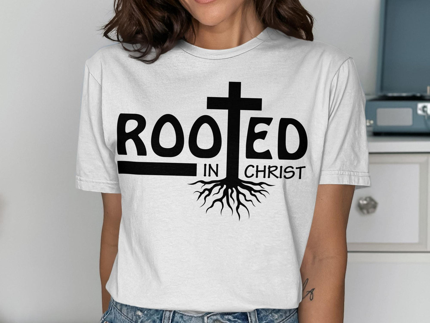 Rooted in Christ T-Shirt, Christian Tee, Religious Shirt, Faith Based Apparel, Inspirational Gift, Jesus Shirt, Graphic Tee