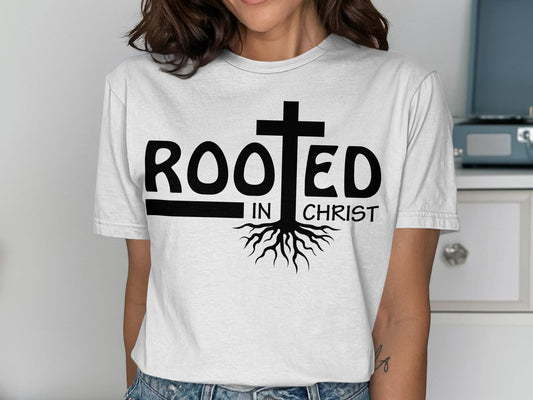 Rooted in Christ T-Shirt, Christian Tee, Religious Shirt, Faith Based Apparel, Inspirational Gift, Jesus Shirt, Graphic Tee