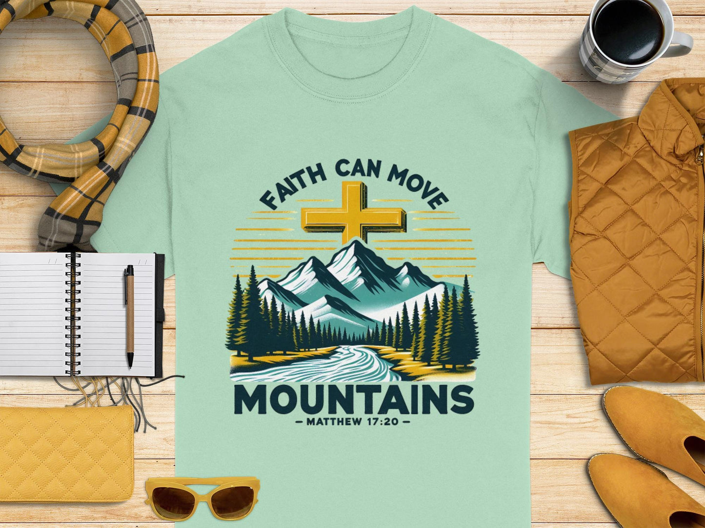 Faith Can Move Mountains Tee, Christian Inspired T-Shirt, Matthew 17 20 T Shirt, Religious Clothing, Inspirational Tee Shirt, Unisex