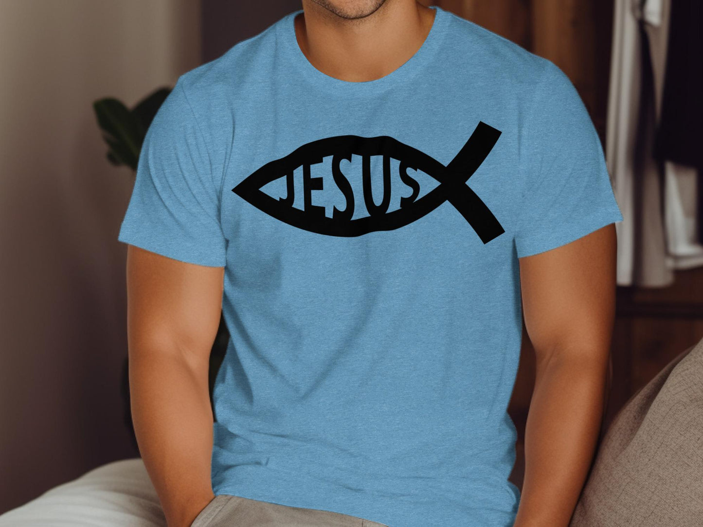 Jesus Fish T-Shirt, Christian Tee, Religious Apparel, Faith Based Gift, Inspirational Shirt, Ichthys Symbol Clothing, God Believer Top