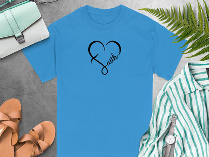 Faith Heart T-Shirt, Christian T-Shirt, Religious Gift T Shirt, Inspirational Tee, Blessed Shirt, Gift Idea, Faith Based Apparel