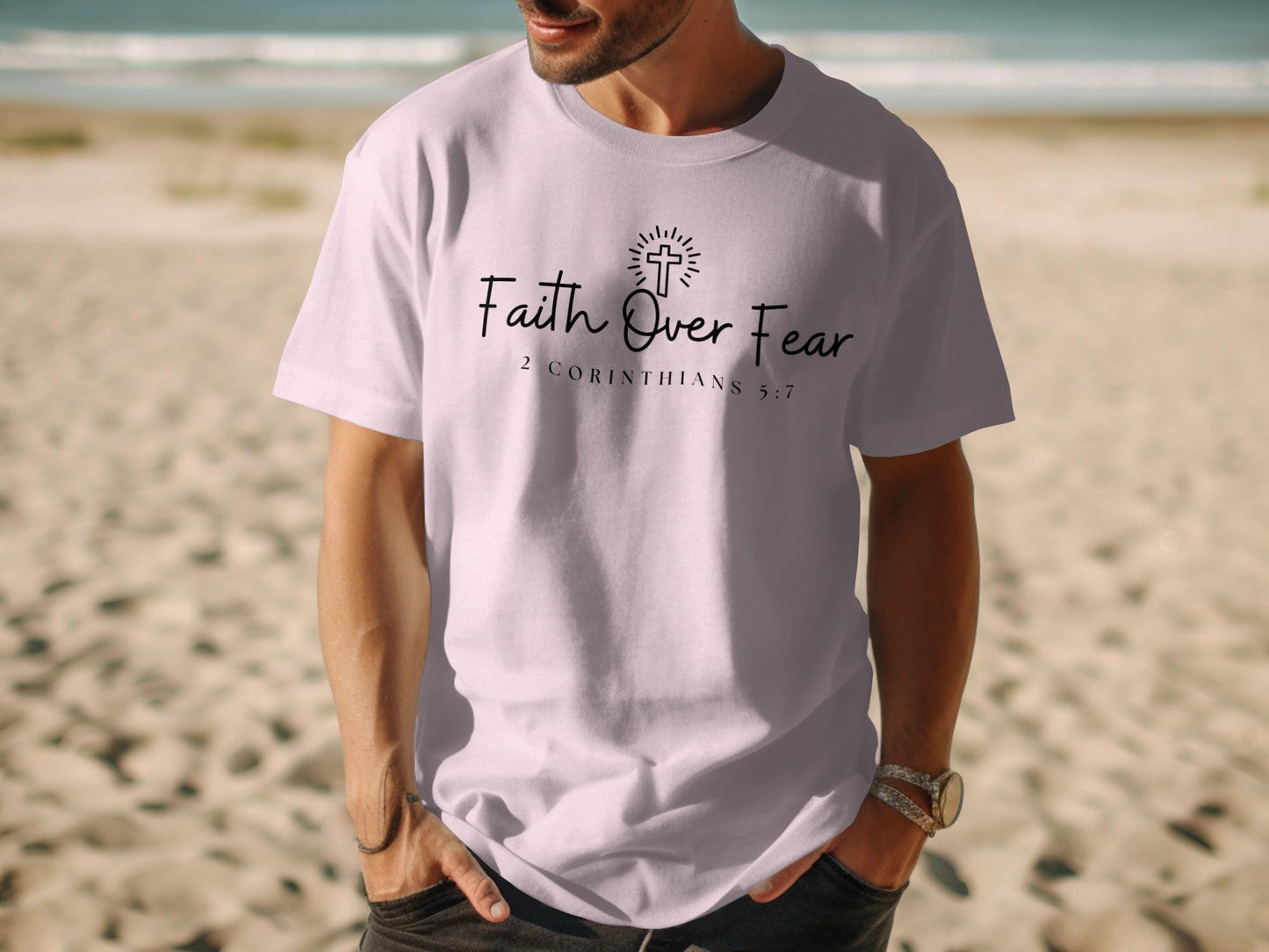 Faith Over Fear T-Shirt, Christian T-Shirt, Religious Tee, Inspirational Gift, 2 Corinthians 5 7, Faith Shirt, Scripture Verse Shirt