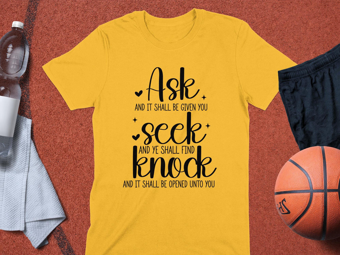 Ask Seek Knock T-Shirt, Christian T-Shirt, Religious Shirt, Motivational Tee, Inspirational Gift, Faith Based, Ask Seek Knock